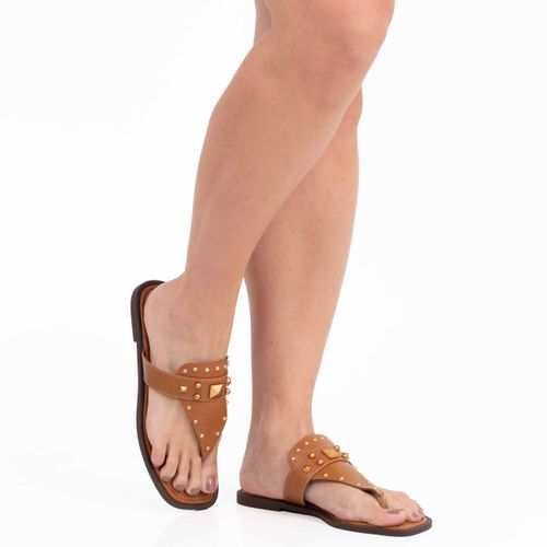 Rasteira Spikes Caramelo