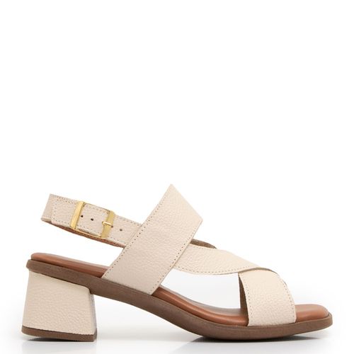 Sandália Off White Comfort Salto Médio