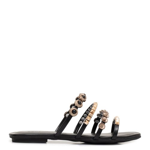 Rasteira Preta Enfeites e Spikes