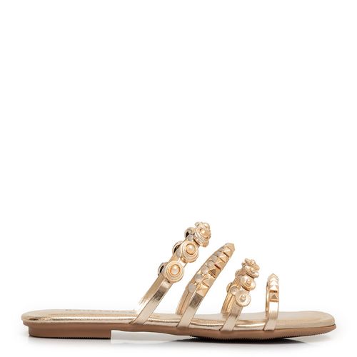 Rasteira Dourada Enfeites e Spikes