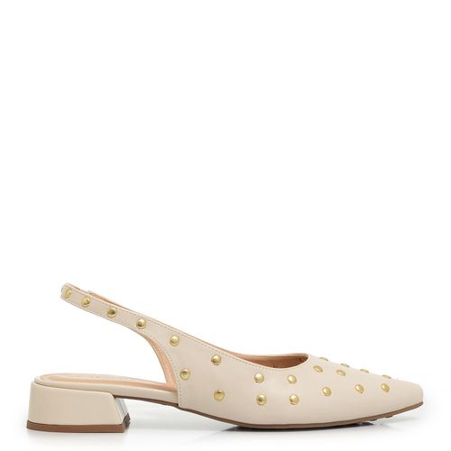 Scarpin Slingback Off White Com Tachas