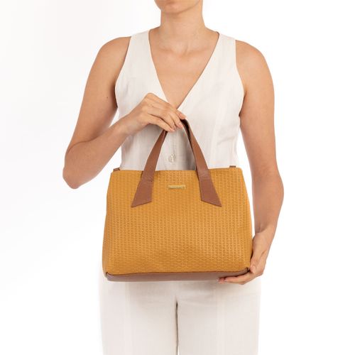 Bolsa Tote Couro Bicolor