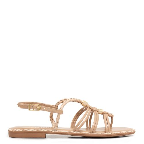 Rasteira Tira Tramada Bege