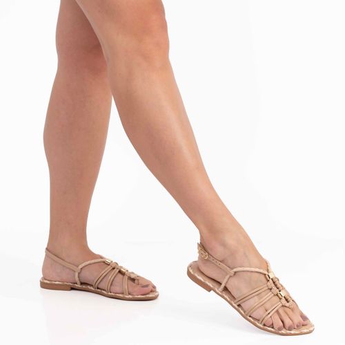 Rasteira Tira Tramada Bege