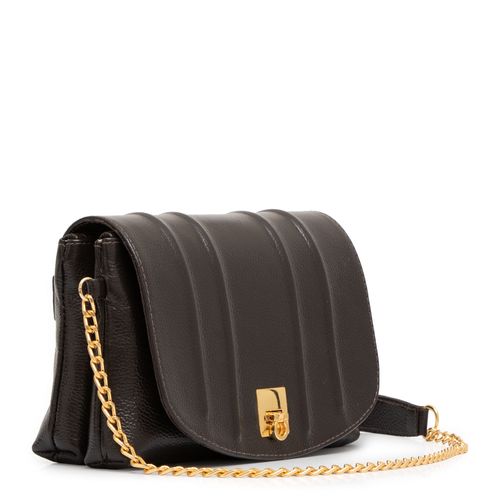 Bolsa Tiracolo Couro Corrente Café