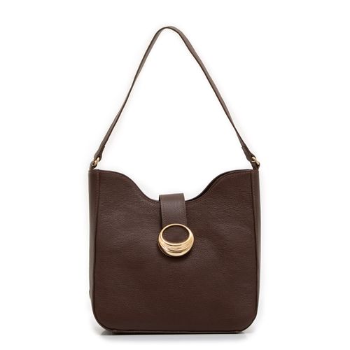 Bolsa Ombro Couro Enfeites Café