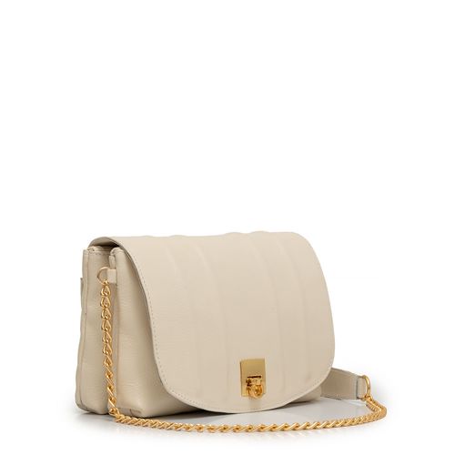 Bolsa Tiracolo Couro Corrente Off White