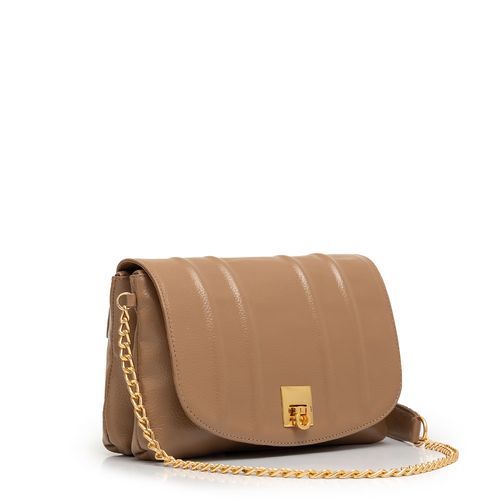 Bolsa Tiracolo Couro Corrente Cinza