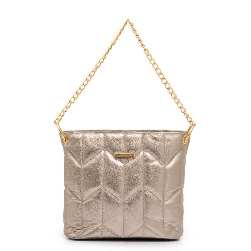 Bolsa Couro Matelassê Geométrico Prata Velho