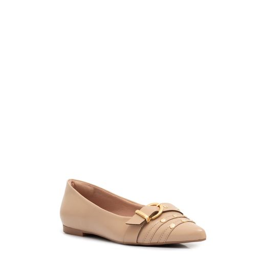 Sapatilha Bege com Fivela e Tachas