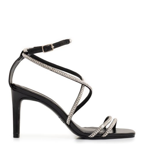 Sandália Preta Festas Strass