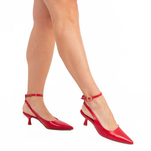 Scarpin Slingback Vermelho em Verniz