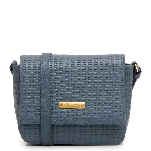 Bolsa Tiracolo Couro Textura Azul