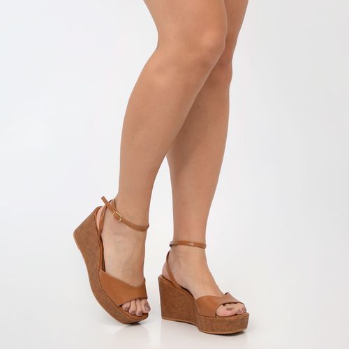 Sandália Anabela Caramelo Textura