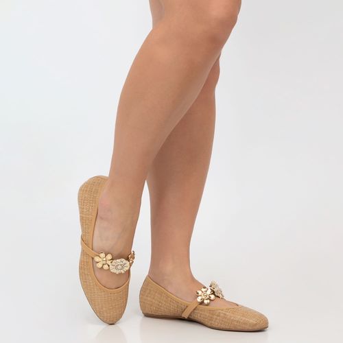 Sapatilha Palha Boneca enfeites flores