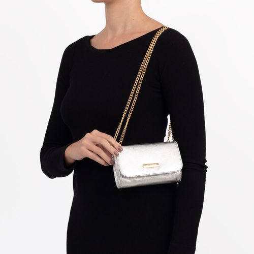 Bolsa Carteira Couro Pequena Prata