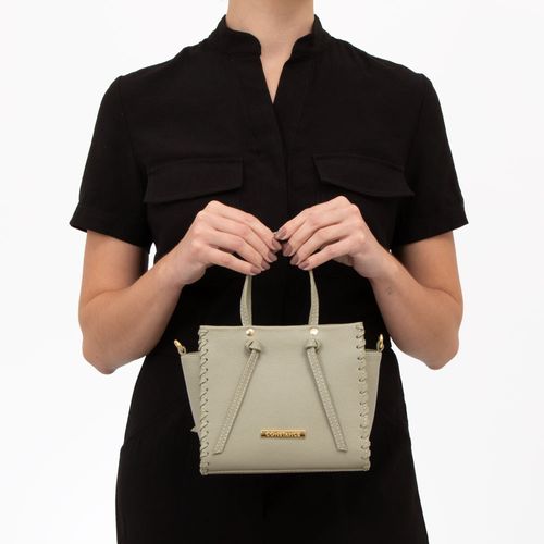 Bolsa Tiracolo Couro Pesponto Verde