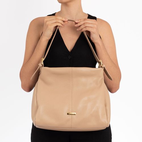 Bolsa Hobo Couro Fivela Nude