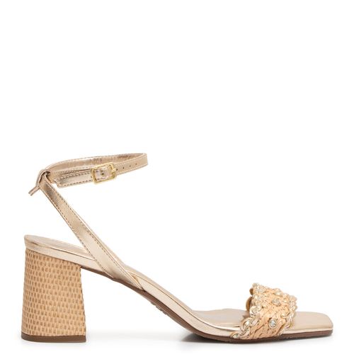 Sandália Dourada Ráfia Pedraria