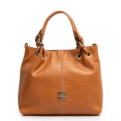 Bolsa Tote Pregas Caramelo