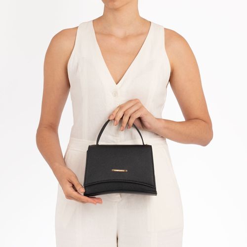 Bolsa Tiracolo Estruturada Pequena Preta