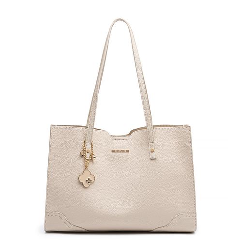 Bolsa Shopping Chaveiro Flor Off White