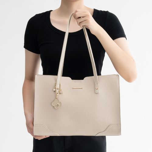 Bolsa Shopping Chaveiro Flor Off White