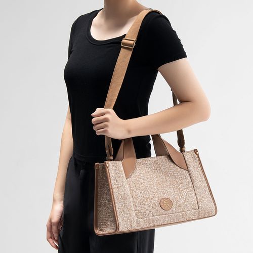Bolsa Tote Bicolor Taupe