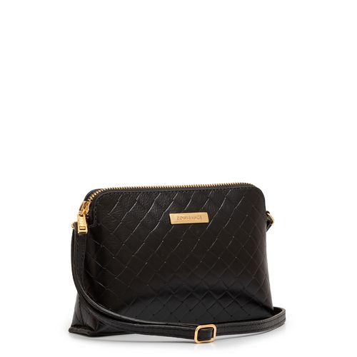 Bolsa Pequena Couro Tramado Preta
