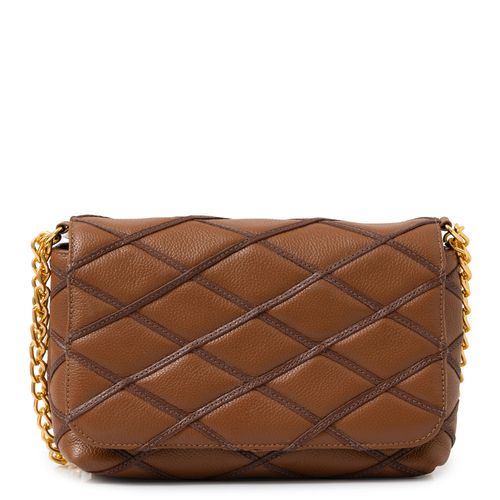 Bolsa Tiracolo Couro Matelassê Caramelo