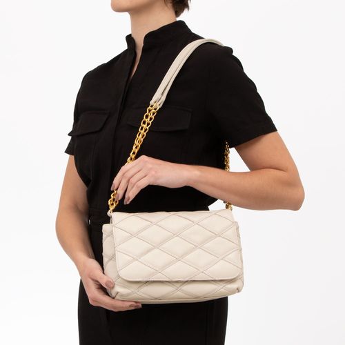 Bolsa Tiracolo Couro Matelassê Off White
