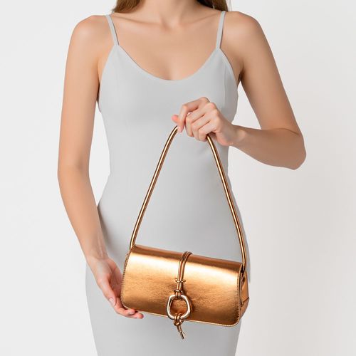 Bolsa Baguete Enfeite Bronze