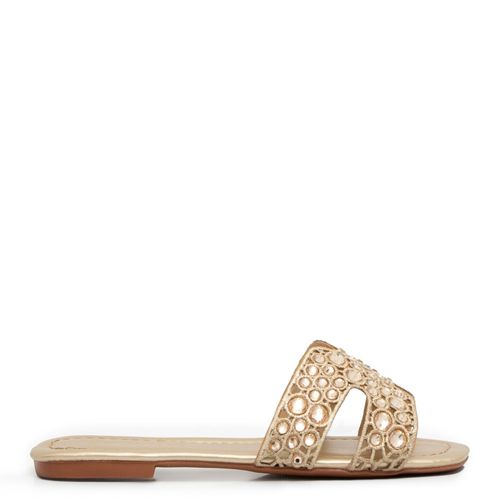 Rasteira Dourada Pedraria