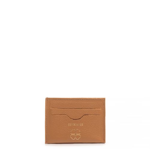 Porta-Cartão Caramelo Couro Trevo