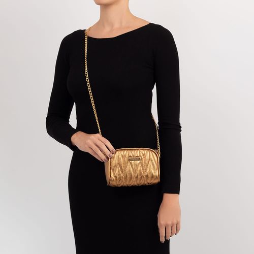 Bolsa Tiracolo Pequena Couro Bronze