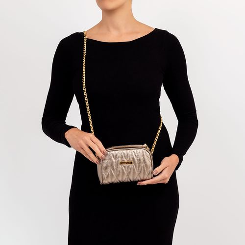 Bolsa Tiracolo Pequena Couro Prata Velho