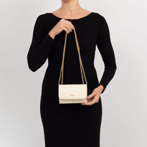 Bolsa Carteira Couro Pequena Off White