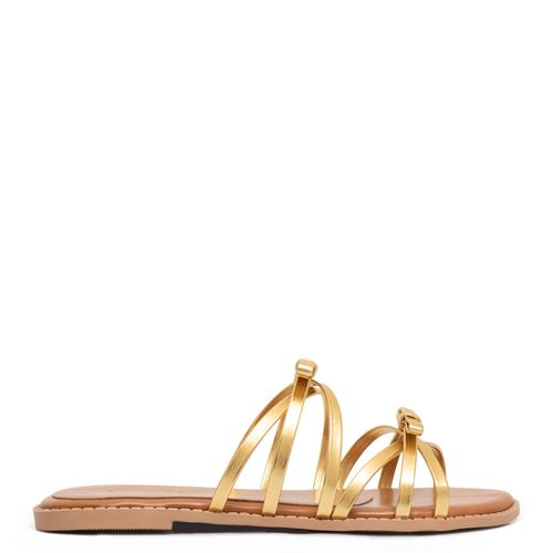 Rasteira Dourada de Tiras com Laços