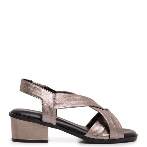 Sandália Prata Velho Couro Tiras Comfort