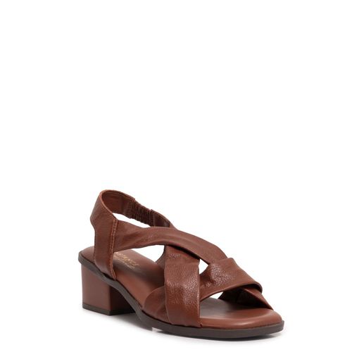 Sandália Caramelo Couro Tiras Comfort