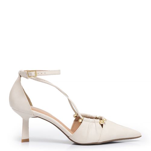 Scarpin Off White Franzido Pingentes