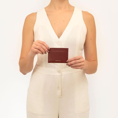 Porta Cartões Couro Bordô