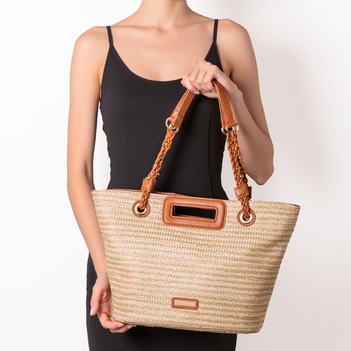 Bolsa Shopping Alça Trançada Caramelo