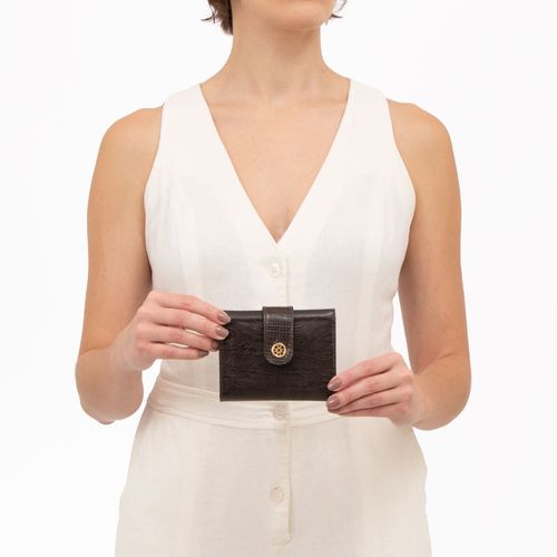 Carteira Couro Croco  Marrom