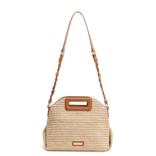 Bolsa Palha Alça Trançada Caramelo