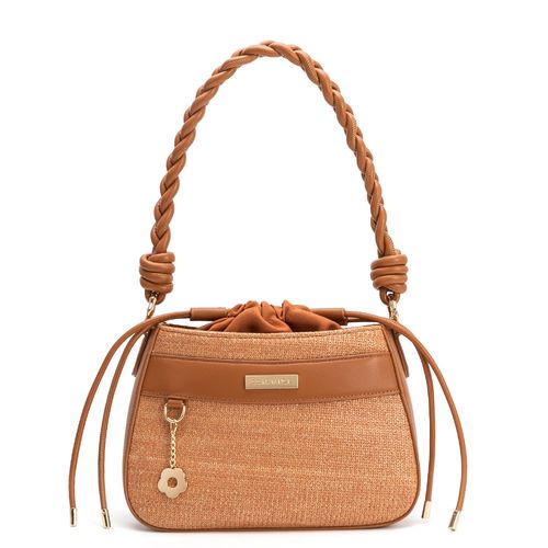 Bolsa Palha Alça Trançada Caramelo