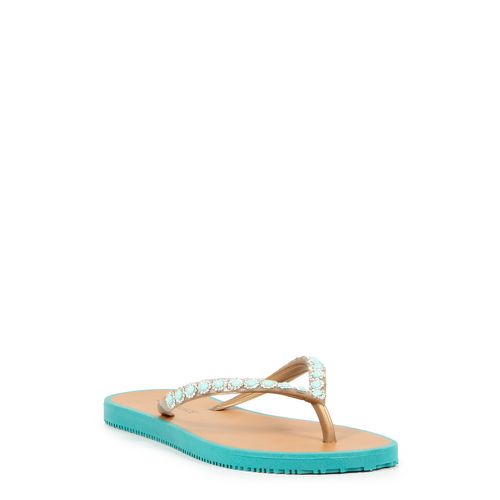 Chinelo Azul Aplicação Pedraria