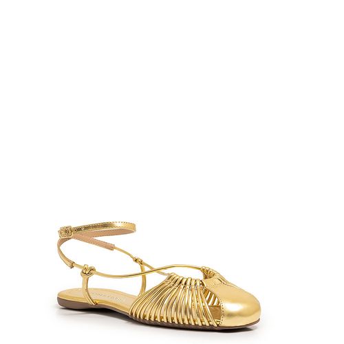 Sapatilha Slingback Dourada Tiras