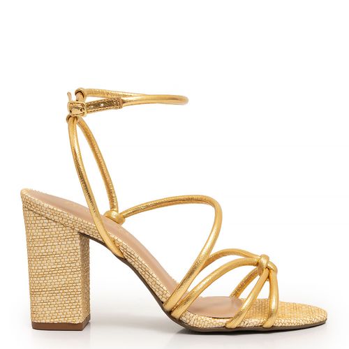 Sandália Dourada Ráfia Nó