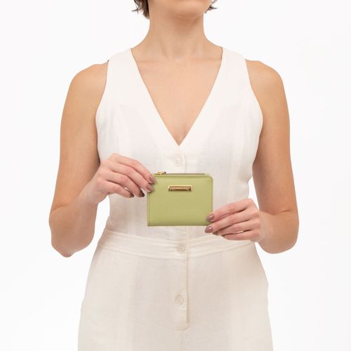 Carteira Couro Bicolor Verde